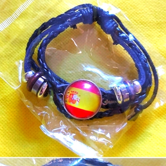 NWOT National Flag adjustable Unisex leather bracelet - Picture 2 of 11